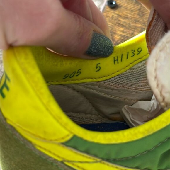 Vintage Nike Waffles Late 1970s/Early 80s MadeIn USA Green Yellow Size 5 - Picture 11 of 16